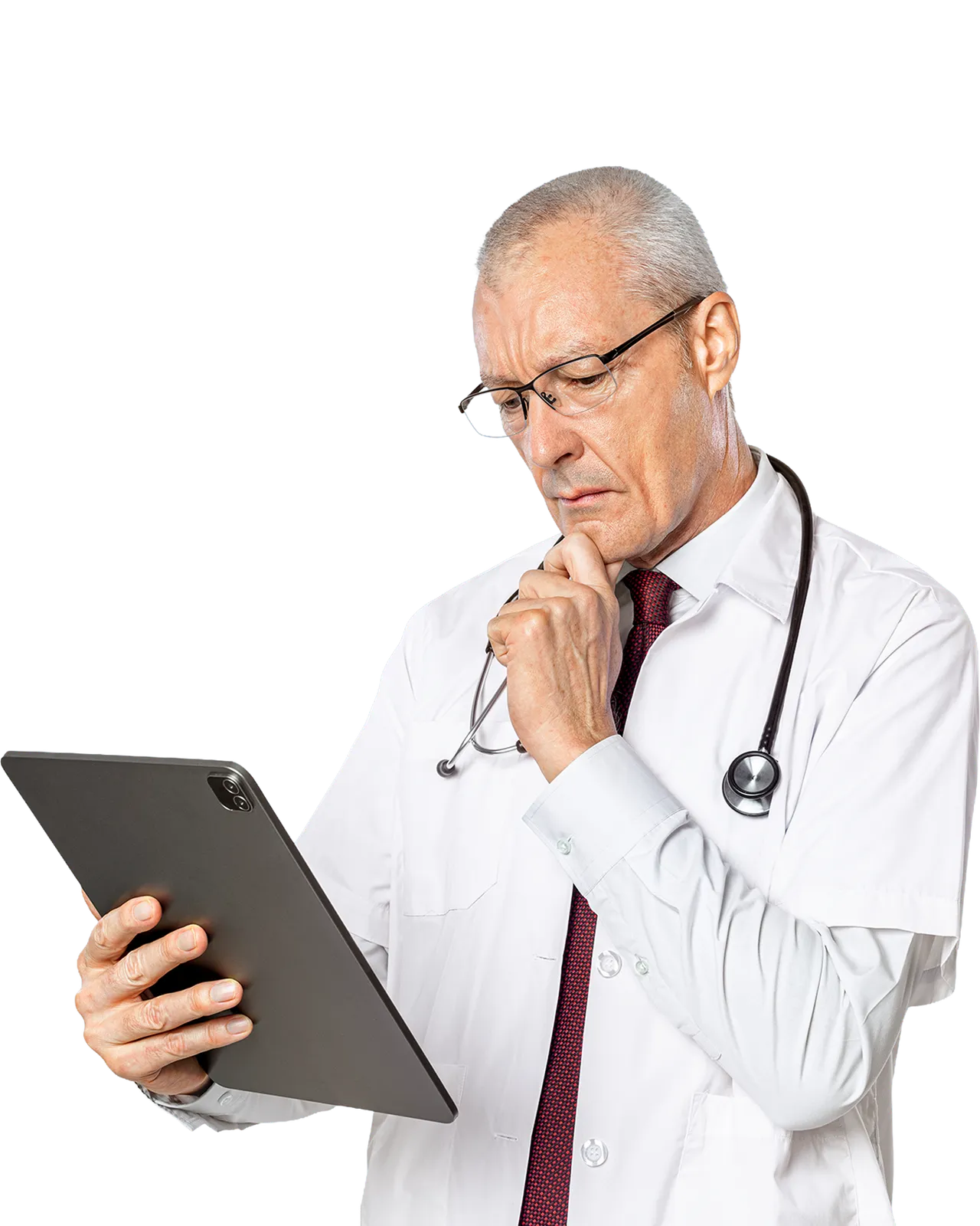 A doctor taking a video consultation on DAWINI